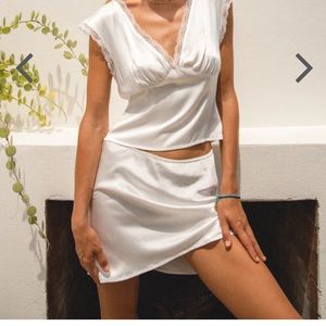 VRG GRL Vintage Lover Bias Cut Mini Skirt White